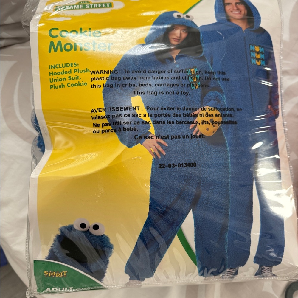 Spirit Blue Cookie Monster Hooded Union Suit